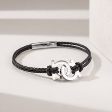 Load image into Gallery viewer, Men’s Cuff Link Leather Bracelet
