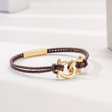 Load image into Gallery viewer, Men’s Cuff Link Leather Bracelet